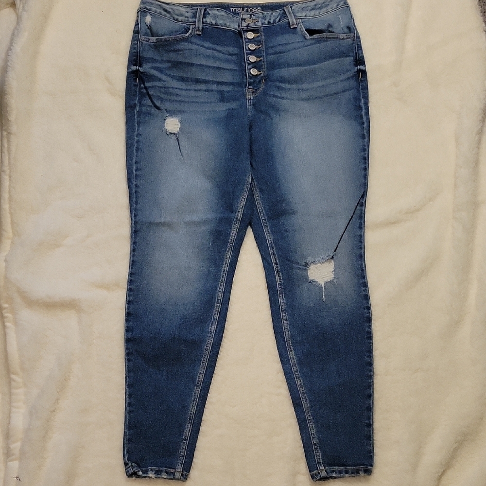 Maurices High Rise Skinny Distressed Women's Jeans XL Reg - Picture 2 of 9
